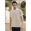 LETREND MEN'S HYBRID COLLAR POLO SHIRT - REGULAR FIT - BEIGE & WHITE