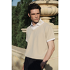 LETREND MEN'S HYBRID COLLAR POLO SHIRT - REGULAR FIT - BEIGE & WHITE