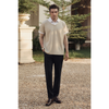 LETREND MEN'S HYBRID COLLAR POLO SHIRT - REGULAR FIT - BEIGE & WHITE