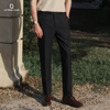 Men’s Black Straight-Fit Trousers – LETREND with Hidden Elastic Waistband