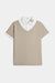 LETREND MEN'S HYBRID COLLAR POLO SHIRT - REGULAR FIT - BEIGE & WHITE
